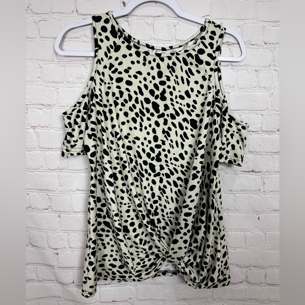 Unbranded Twist‎ Front Cold-Shoulder Leopard Print Top Shirt Blouse, Sz M, GUC